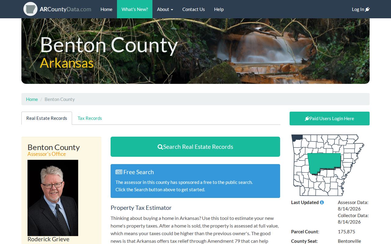 Bentonville residents directory property search screen