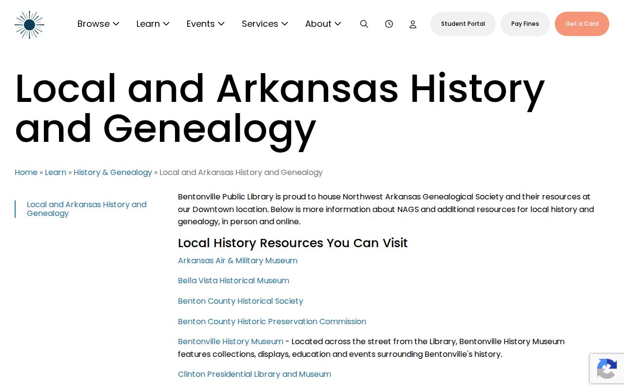 Bentonville historical directory institutions and local collections