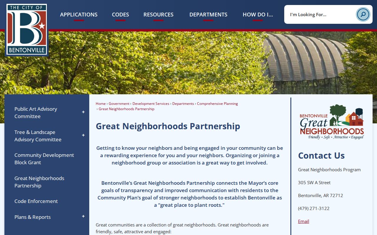 Bentonville neighbor records Great Neighborhoods Partnership